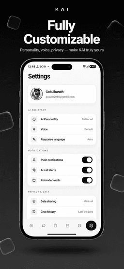 KAI AI — fully customizable settings