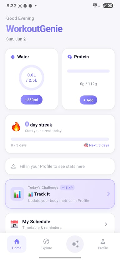 WorkoutGenie Home