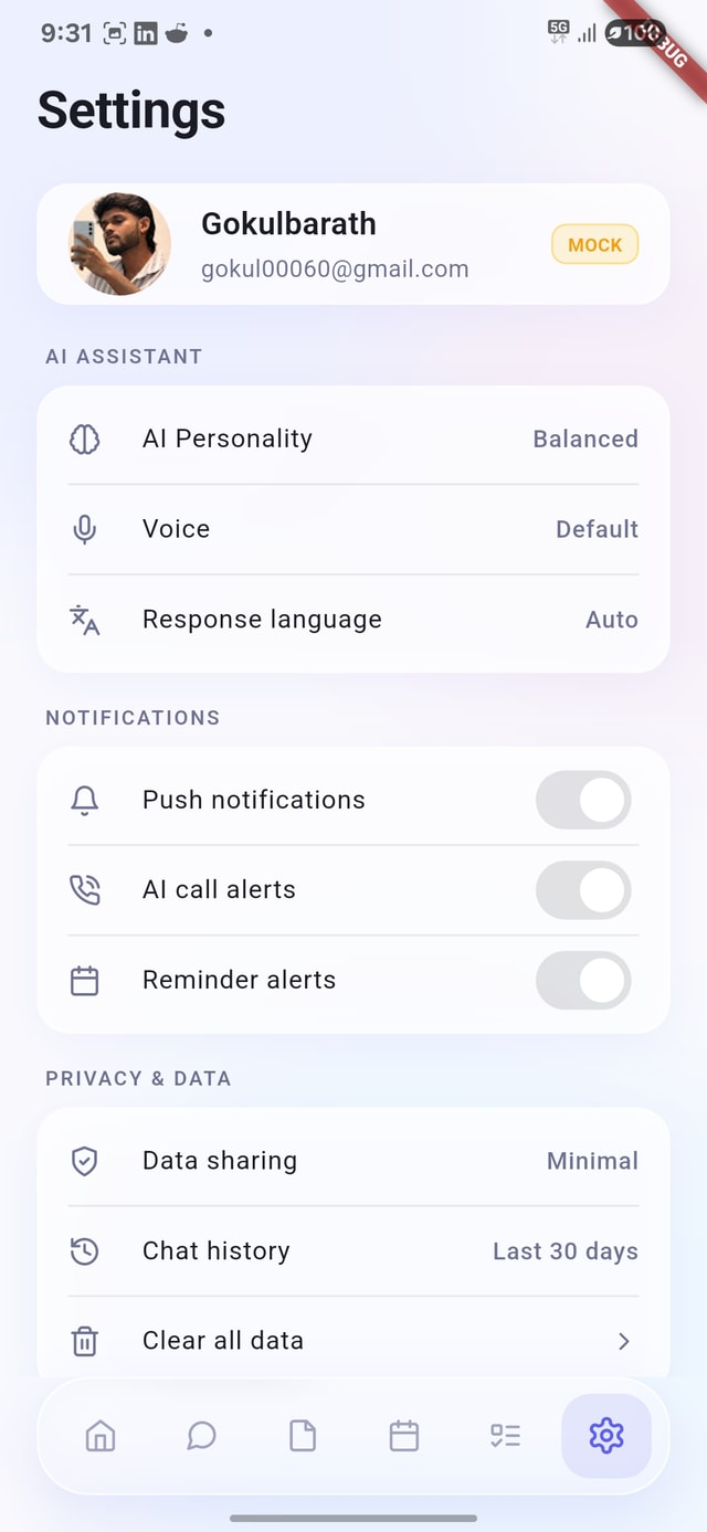 Settings & Privacy panel