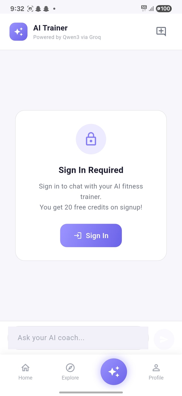 AI Trainer chat interface